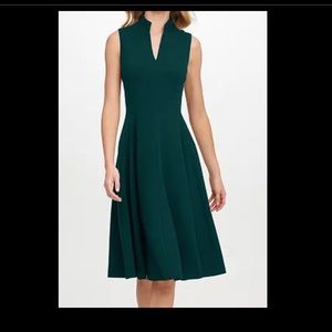 Calvin Klein soft baby pink ruffle collar v-neck sleeveless Fit and Flair dress